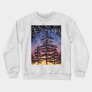 Forest silhouette on starry night Crewneck Sweatshirt